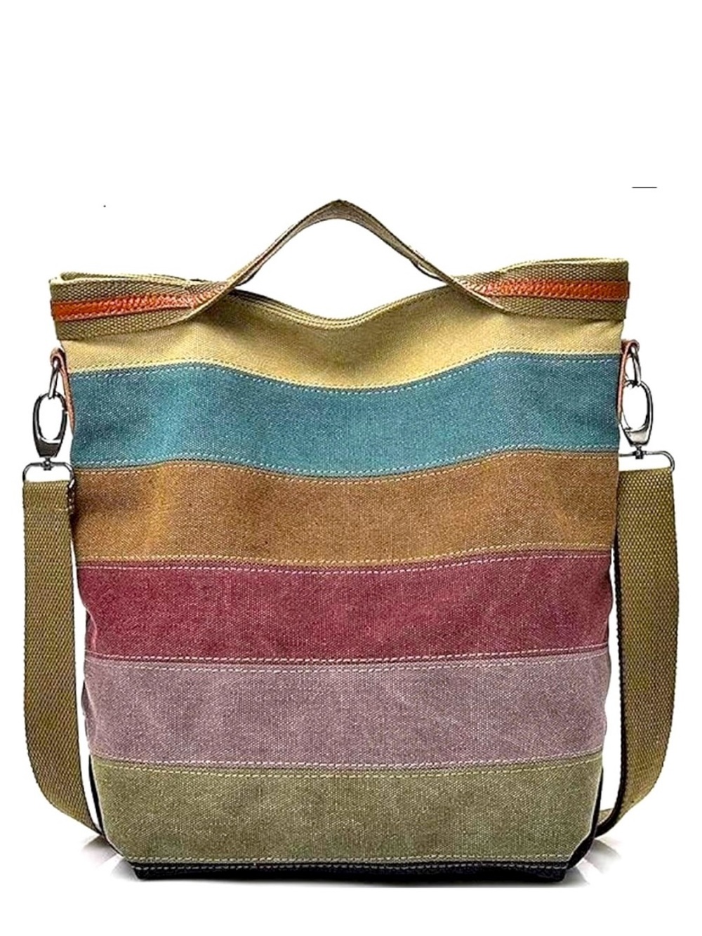 Boho Canvas Multicolored Tote Shoulder Bag